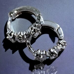 NWT 925 Sterling Foral Rhinestone earrings